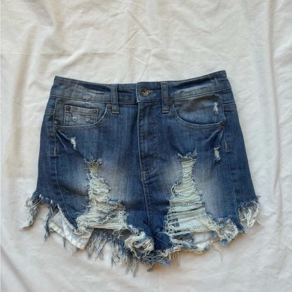 Special A from Dolls Kill NWOT Distressed denim shorts with a raw hem